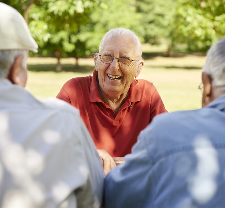 senior man with friends laughing